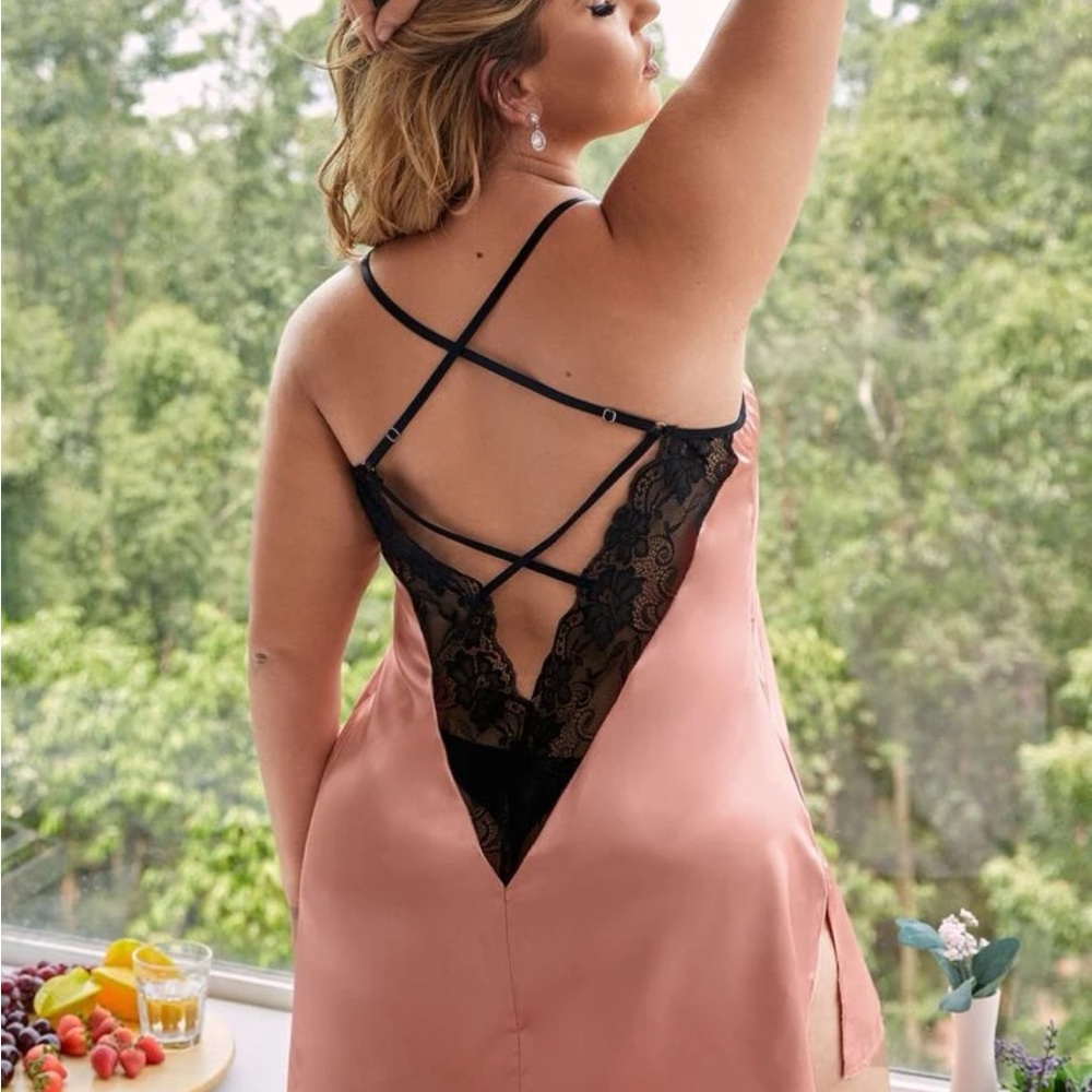 Elegant Pink Lace-Trimmed Slip Dress